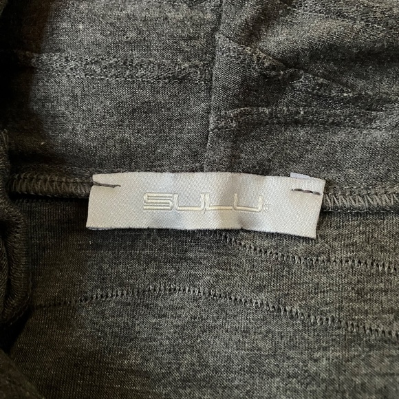 SULU Grey Lightweight Cowl Neck Contrast Stripe Textured Seam Sweater Dress - Picture 5 of 6